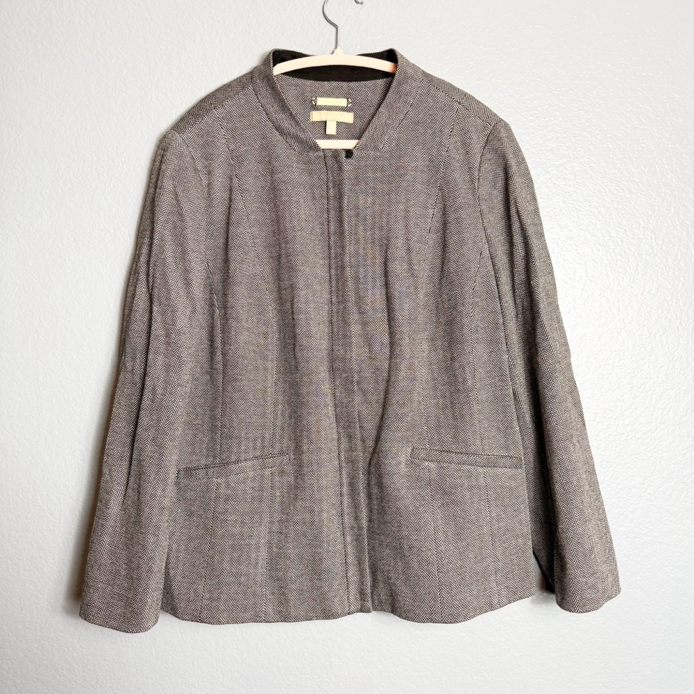 Talbots Herringbone Blazer Gray Size 16